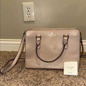 Kate Spade Beige Satchel with Gold Hardware